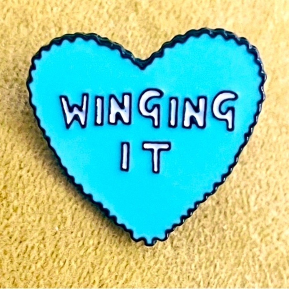 Winging It Heart Shaped Enamel Pins, NWT